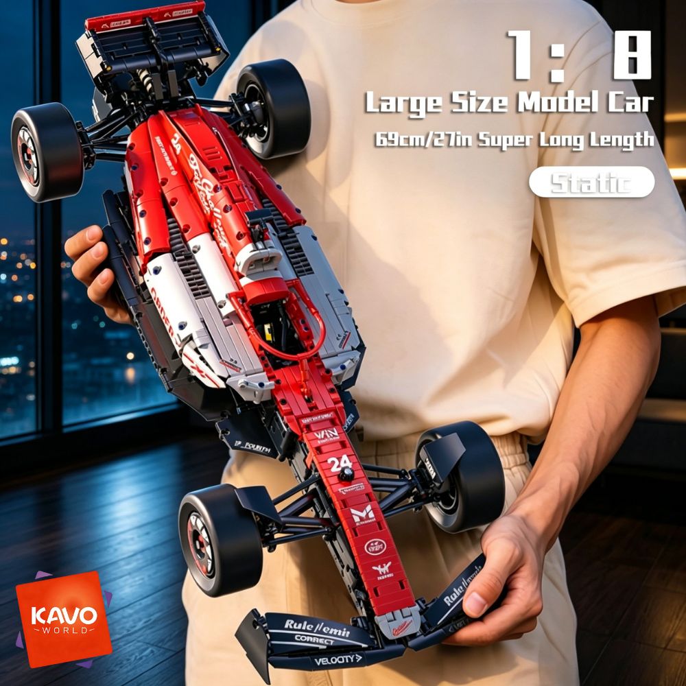 Human Body Puzzle - KAVOWORLD フォーミュラレッド＆ホワイトスーパースポーツカービルディングブロック車両モデルキット、1:8スケール1768ピースシミュレーションタイヤ付きオープンテールレーシングカー、コレクションオーナメントDIY組み立て玩具、自宅のデスクデコレーション、クリスマス、新年、誕生日プレゼント、レーシングファン向け