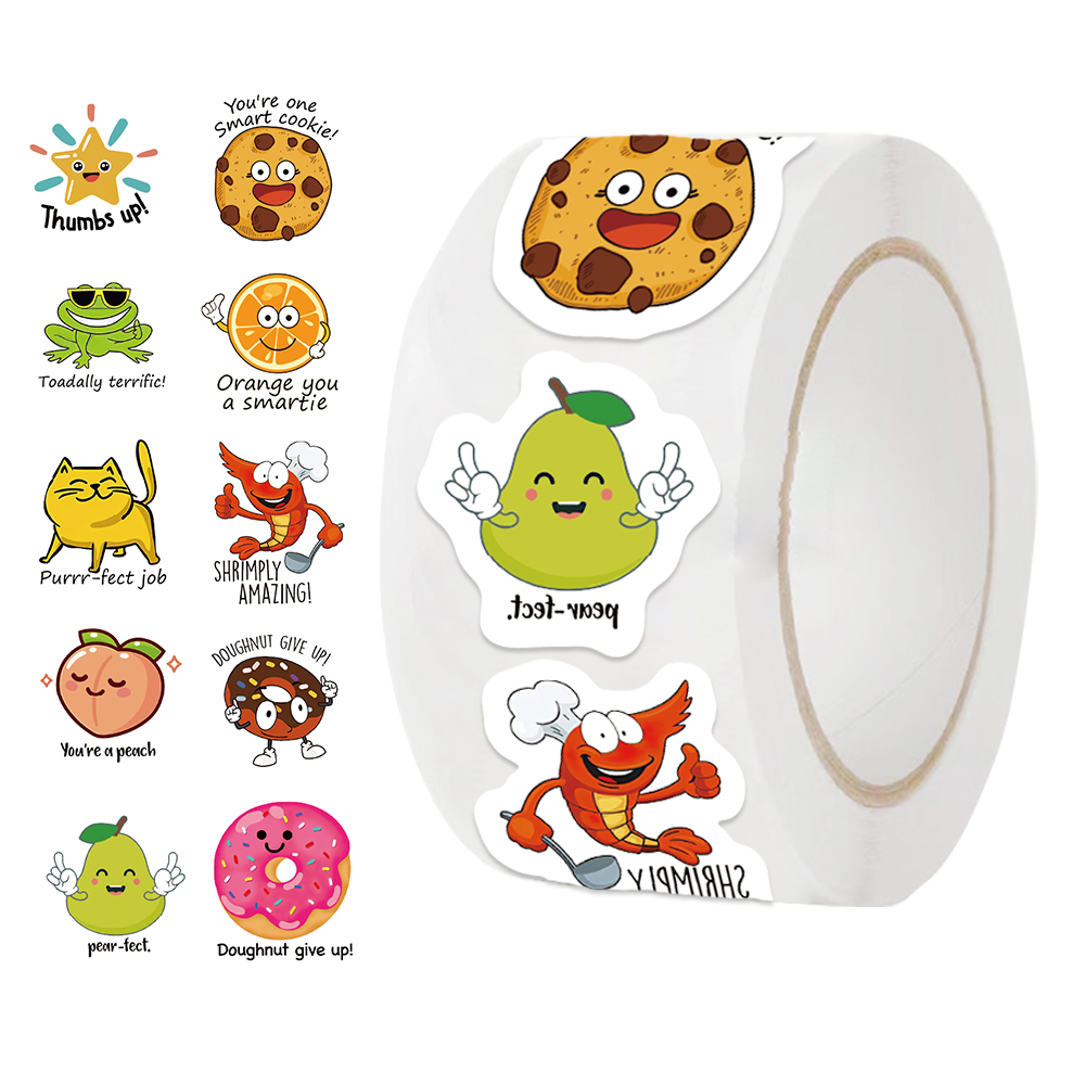 Kids Education Motivation - 学生研究用カワイイステッカー、スクラップブック、教育、子供向けギフト、学習、動機付けのおもちゃ、デカール、ロールあたり500個