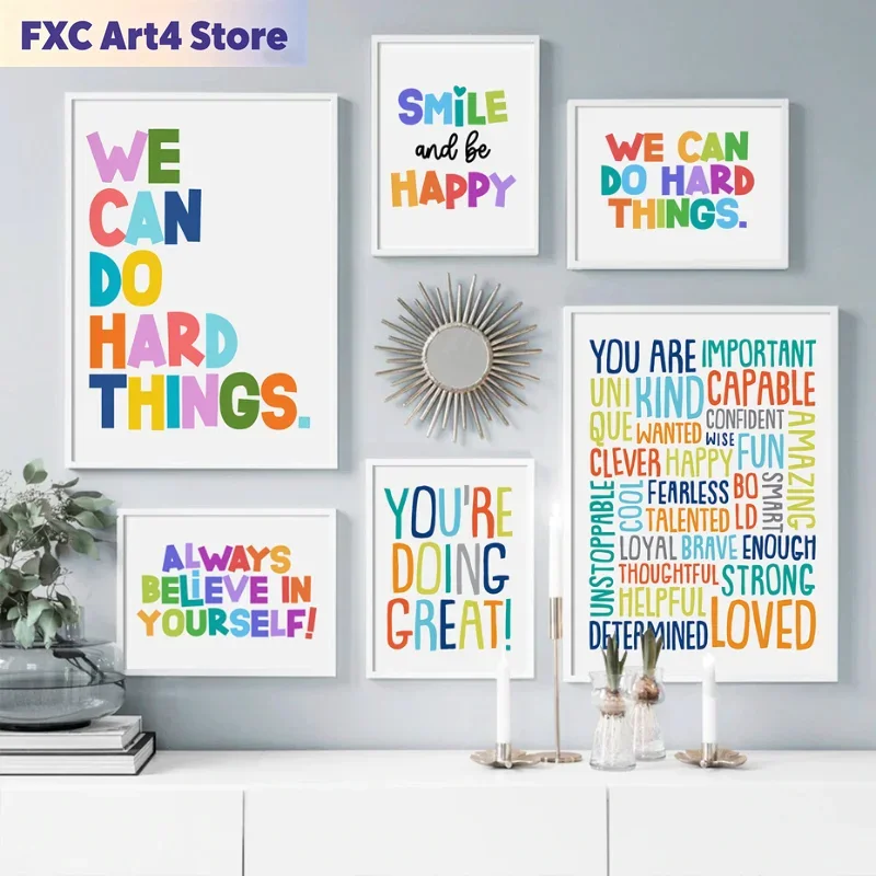 フレームレスポジティブキッズ教室壁掛け絵画インスピレーション - Kids Education Motivation のレビューと価格