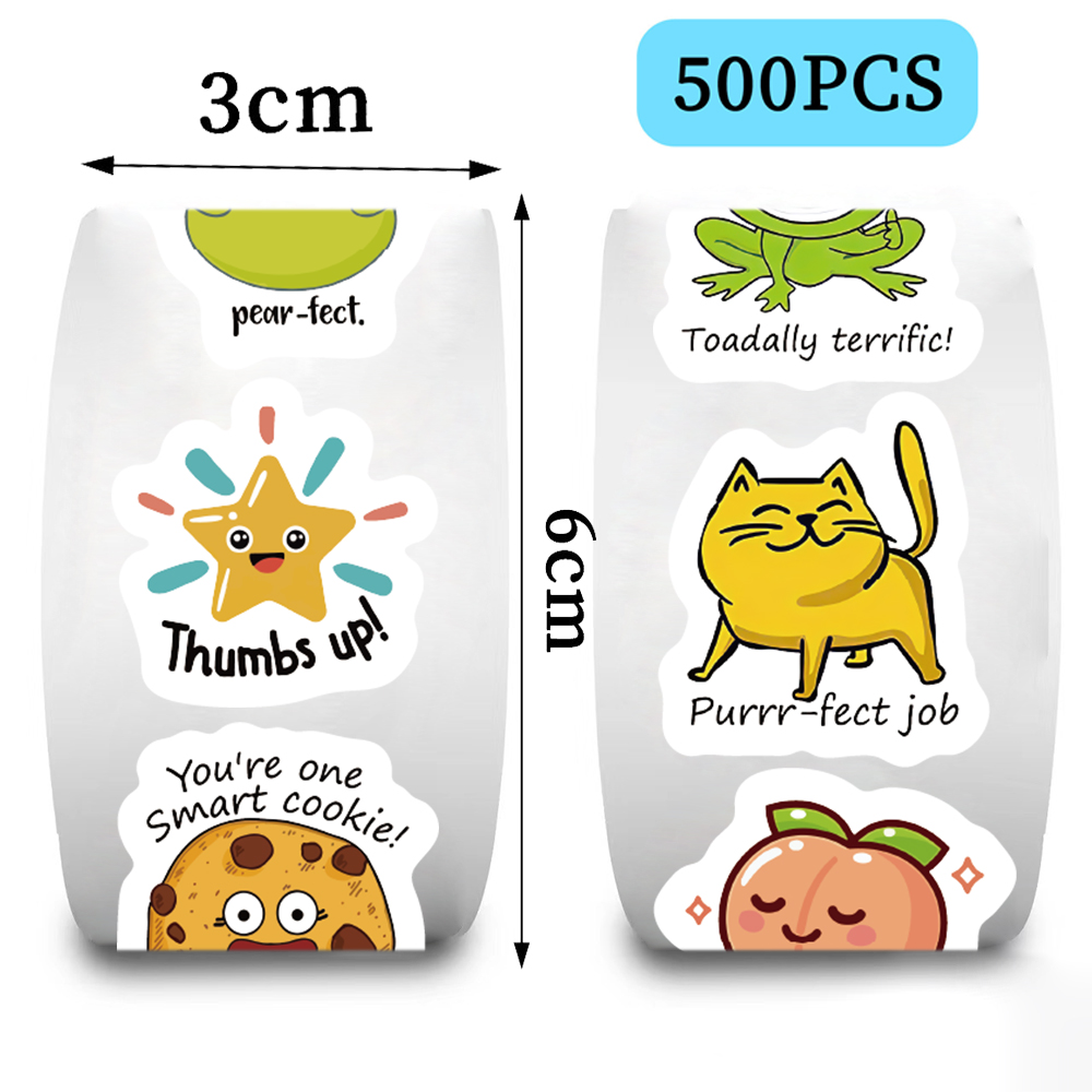 500 個ロールかわいいデカール学生報酬ステッカースクラップ - Kids Education Motivation のレビューと価格