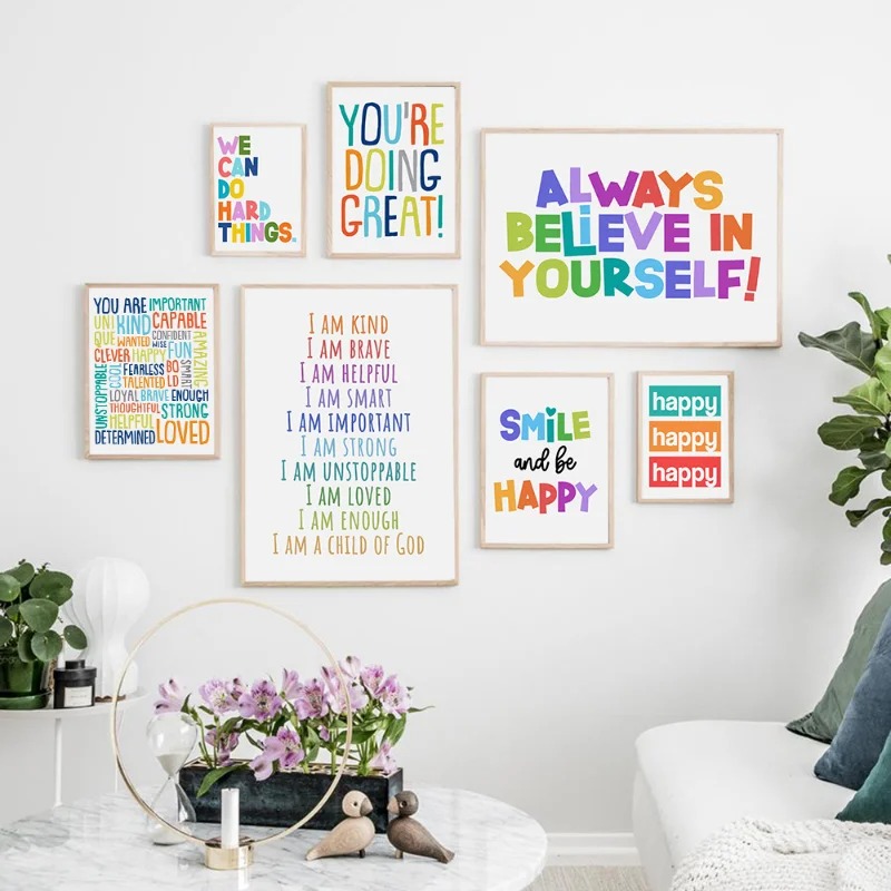 ポジティブキッズ教室の壁飾り、インスピレーションを与えるポス - Kids Education Motivation のレビューと価格