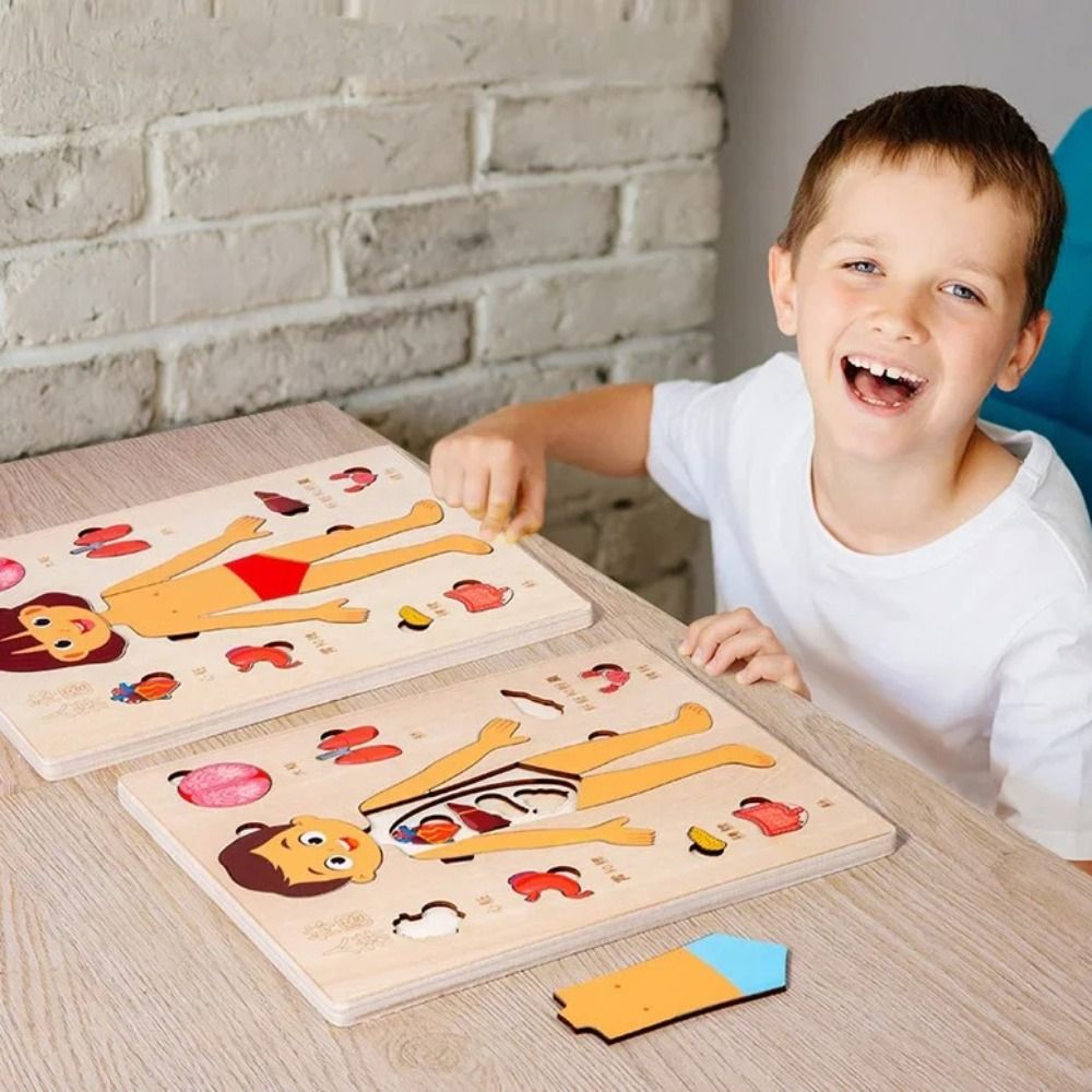 新しい学習ボード モンテッソーリパズル 教育的インタラクティ - Human Body Puzzle のレビューと価格