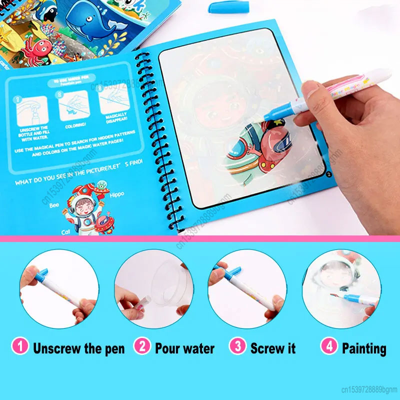 ペンセット,漫画の魔法の水絵画,教育ゲーム,スケッチ描画,落 - Kids Education Book のレビューと価格