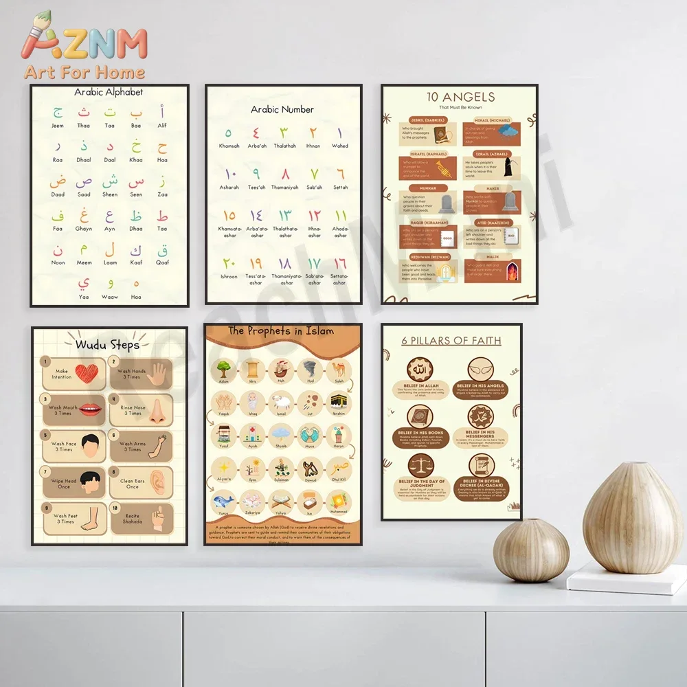 AZNM イスラム教育用キャンバスウォールアート、アラビア語 - Kids Education Steps のレビューと価格