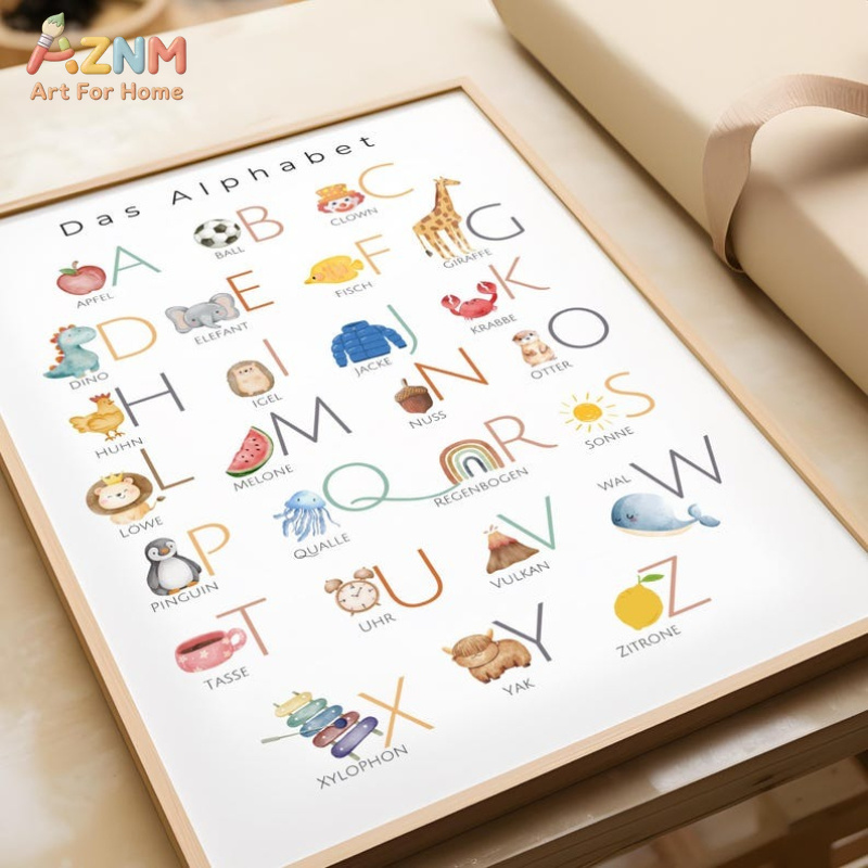 AZNM ドイツ語アルファベット数字キャンバスウォールアート - Kids No Education のレビューと価格