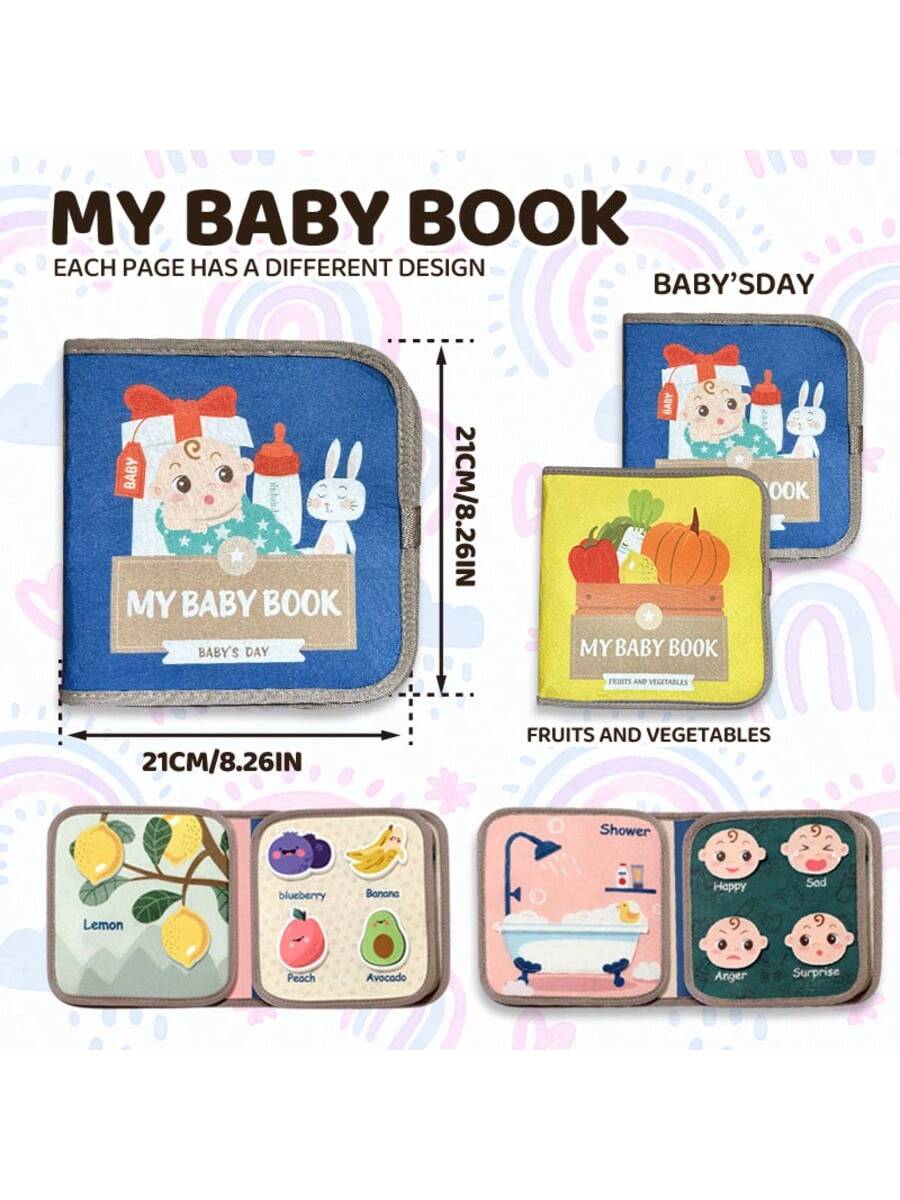 モンテッソーリ ベビービジーブック、ベビー布絵本学習玩具、1 - Kids Education Book のレビューと価格
