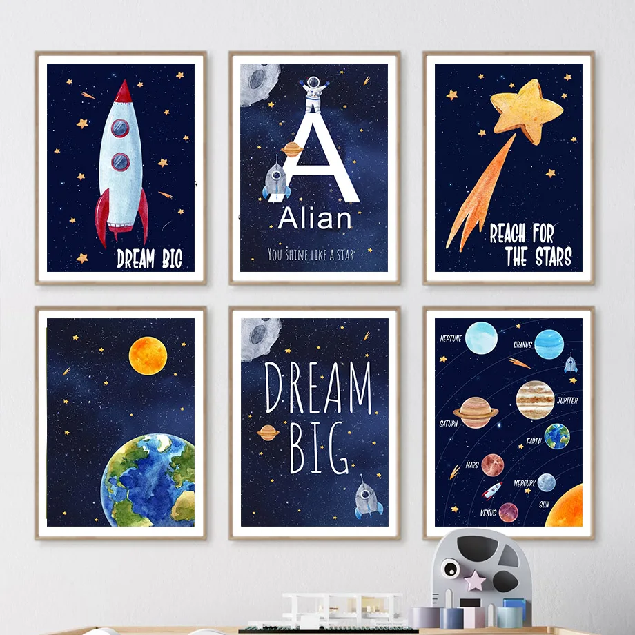 1pc キャンバス絵画カスタム名キッズルーム装飾壁アートプリ - Kids No Education のレビューと価格