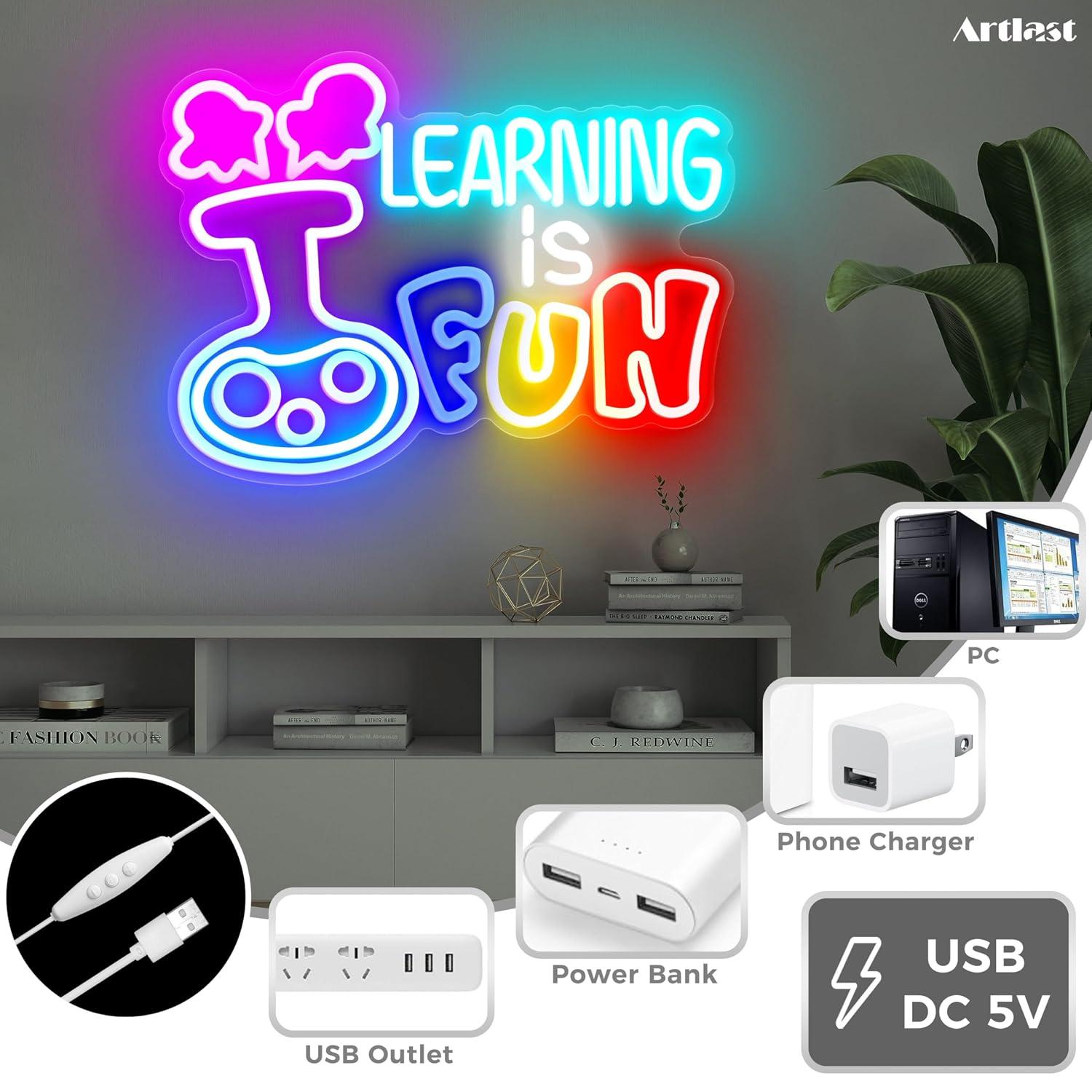 学習は楽しい ネオンサイン USB調光可能 LEDライト 教 - Kids Education Motivation のレビューと価格